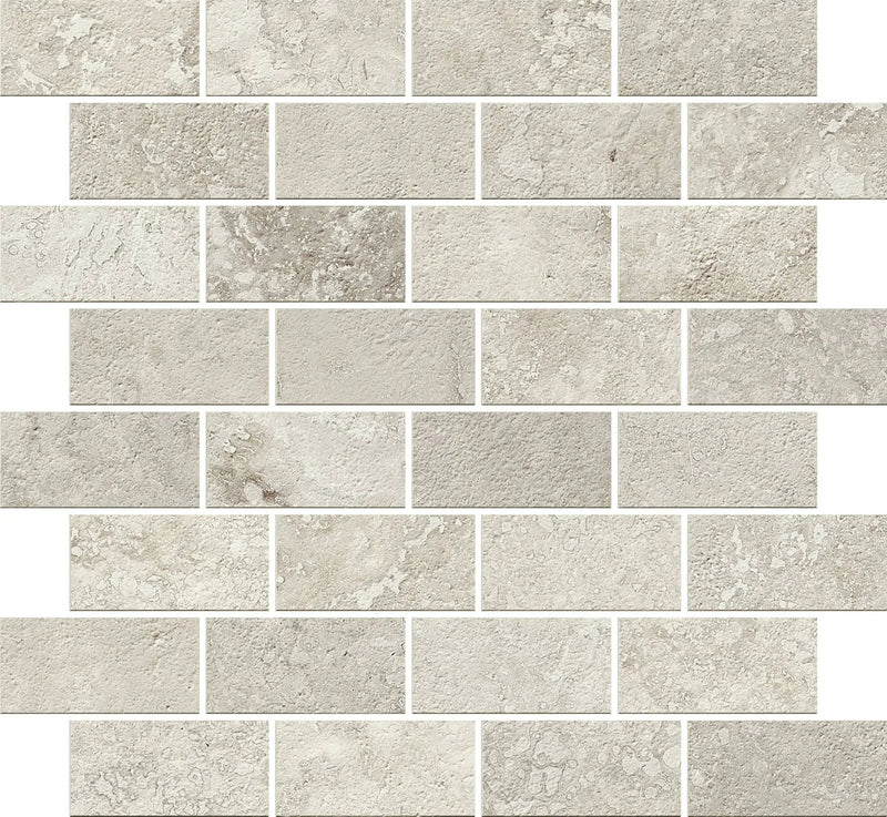 Trail Cross Cut Grey Mosaic J Travertine Look Porcelain Mosaics 12x12 by landmarkceramics
