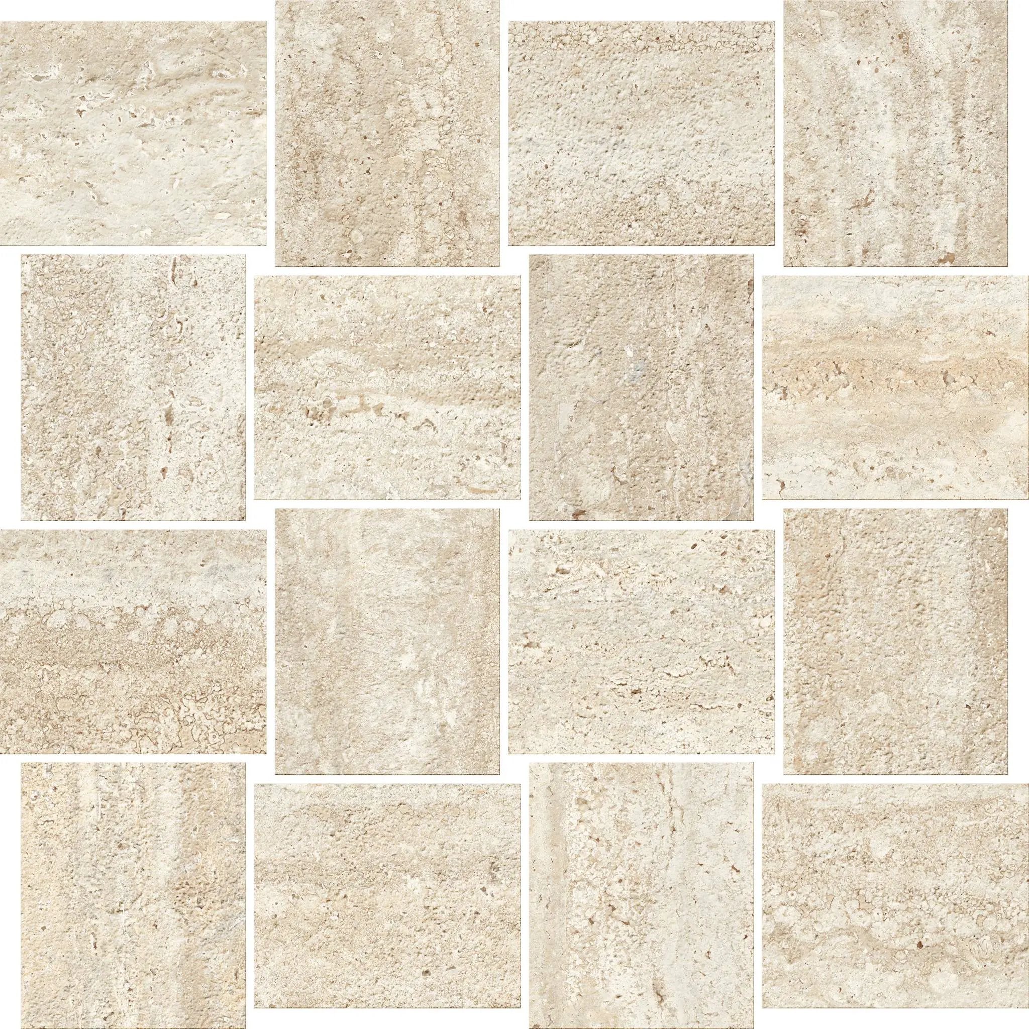 Trail Vein Cut Ivory Mosaic B Travertine Look Porcelain Mosaics 12x12 by landmarkceramics
