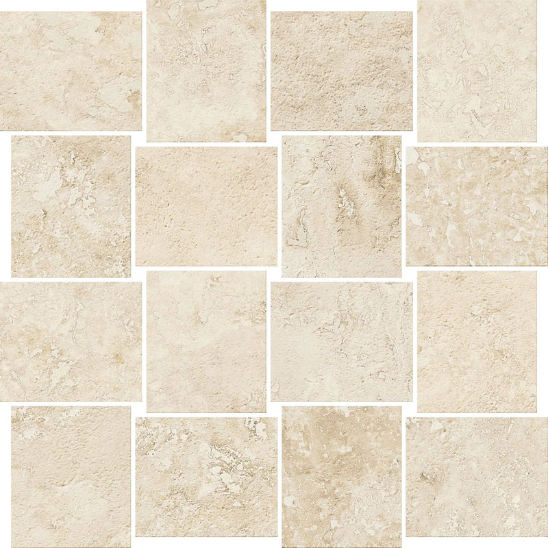 Trail Cross Cut Ivory Mosaic B Travertine Look Porcelain Mosaics 12x12 by landmarkceramics