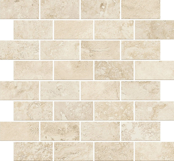 Trail Cross Cut Ivory Bullnose Travertine Look Porcelain Moldings 3x24