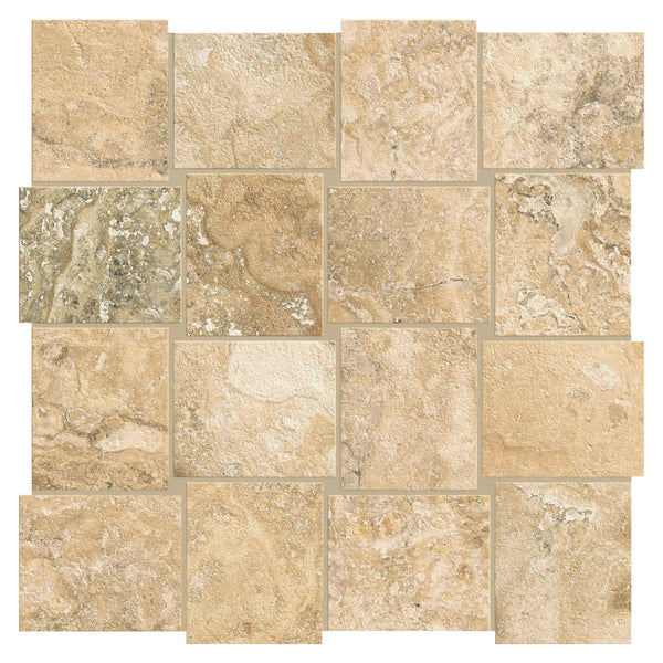 Trail Cross Cut Philadelphia Mosaic B Travertine Look Porcelain Mosaics 12x12