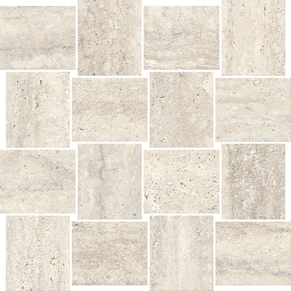 Trail Vein Cut Pearl Mosaic B Travertine Look Porcelain Mosaics 12x12