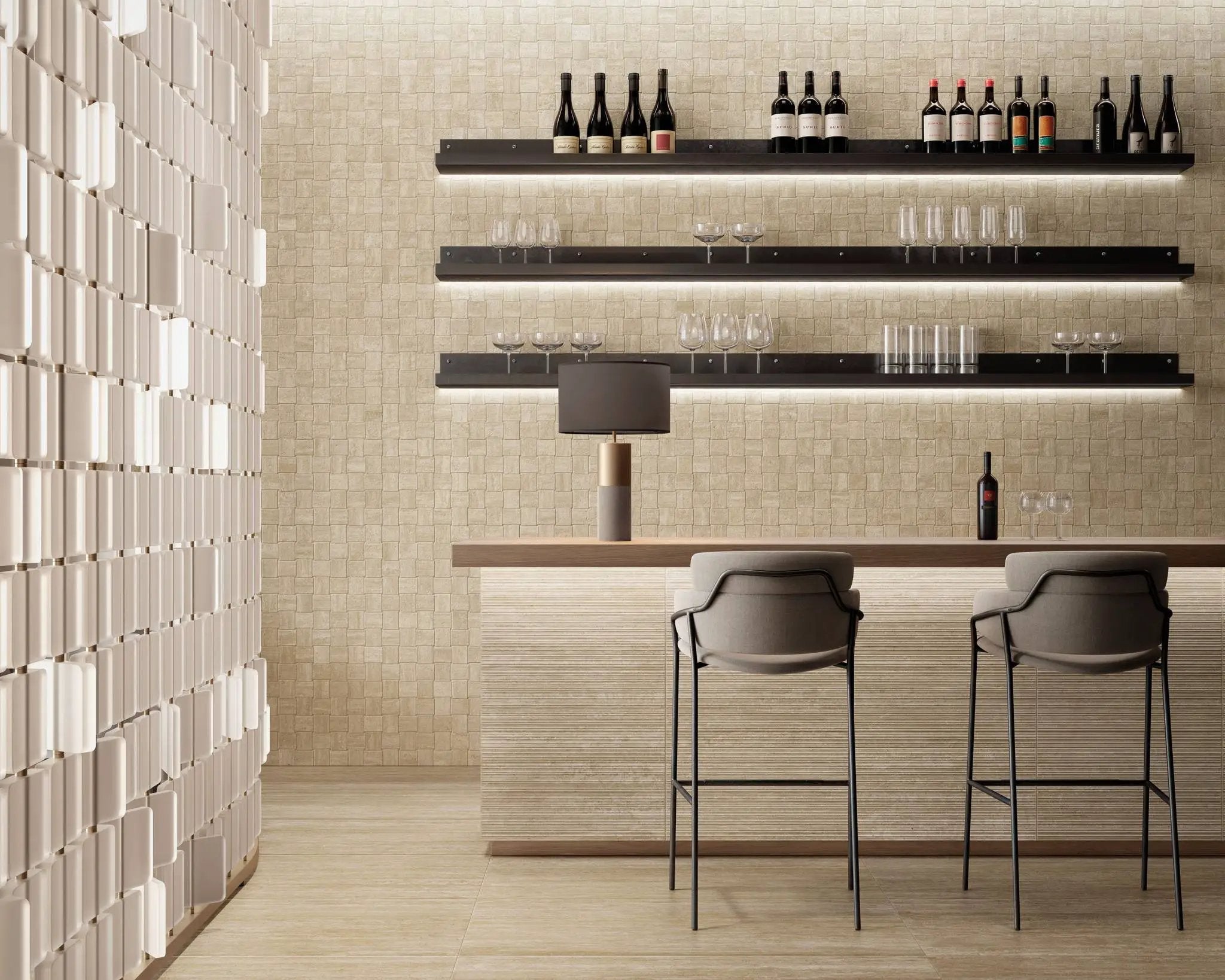 Trail Vein Cut Beige Travertine Look Porcelain Tiles 24x48 by landmarkceramics