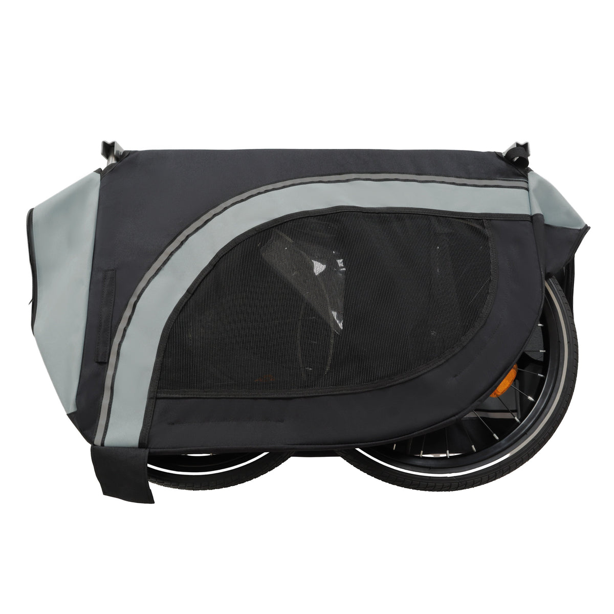 Large Folding Bike Trailer for Dogs with Mesh Ventilation - Gray, photo 13 of 23