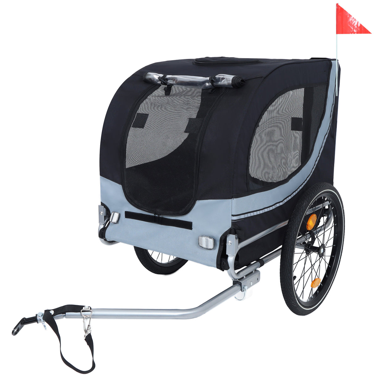 Large Folding Bike Trailer for Dogs with Mesh Ventilation - Gray, photo 2 of 23