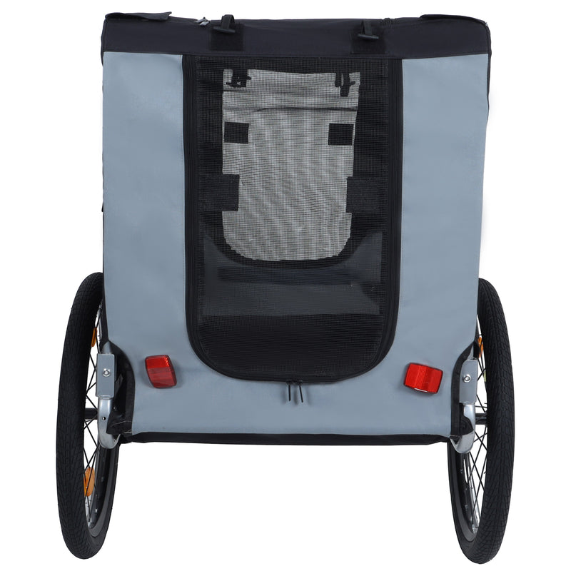 Large Folding Bike Trailer for Dogs with Mesh Ventilation - Gray, photo 8 of 23
