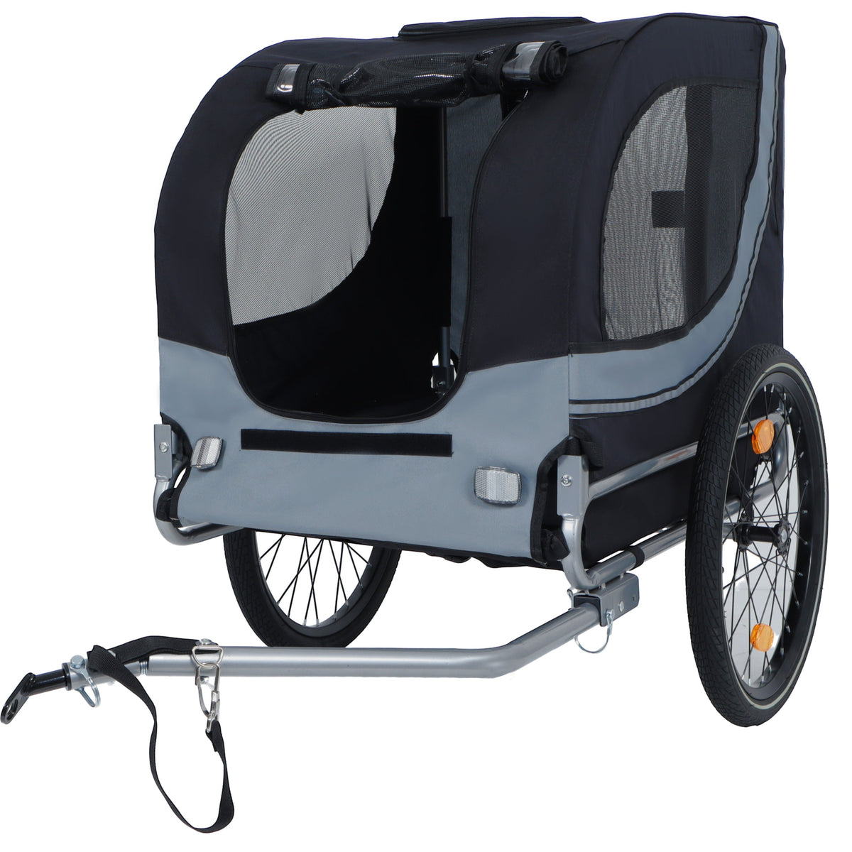 Large Folding Bike Trailer for Dogs with Mesh Ventilation - Gray, photo 9 of 23