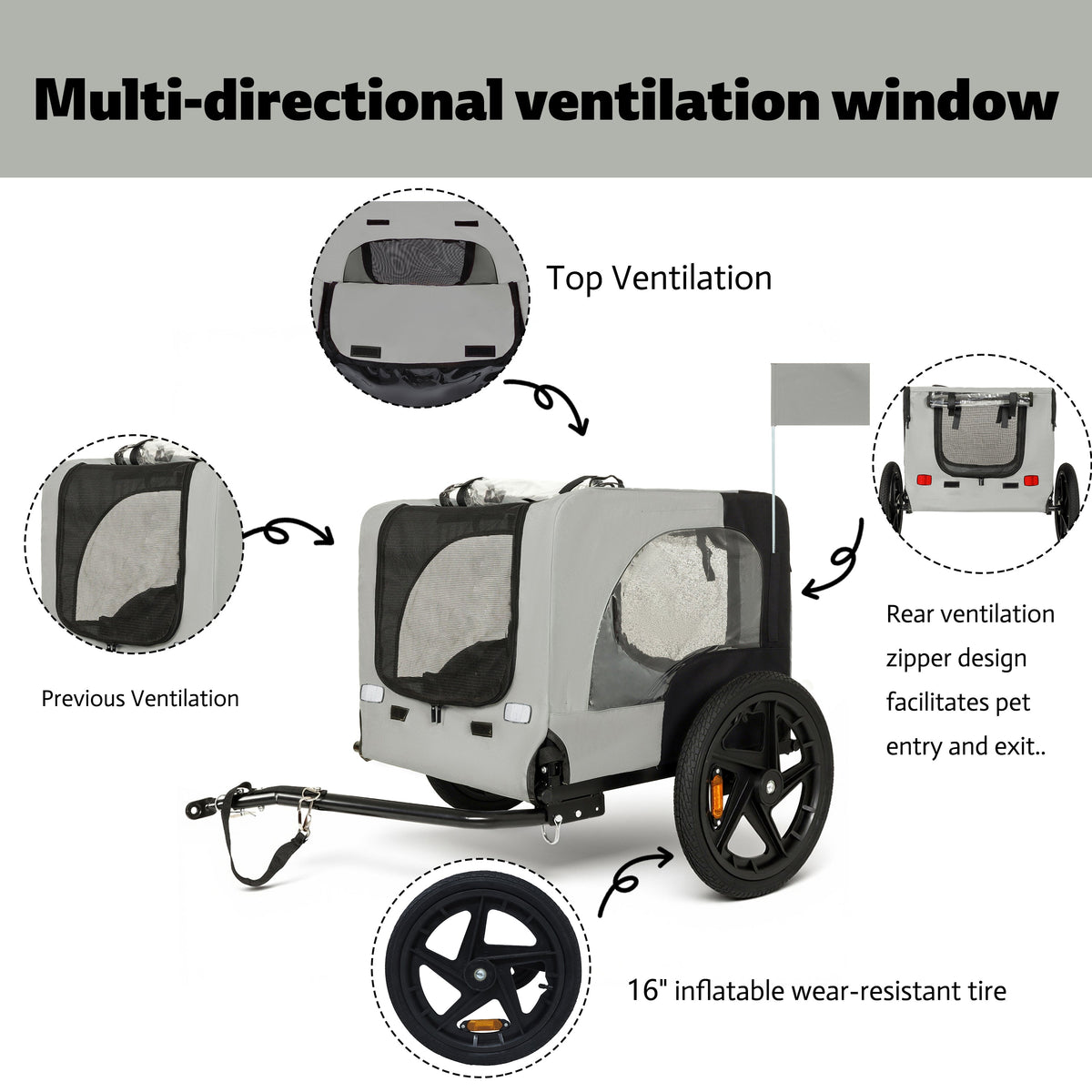 Outdoor Heavy Duty Collapsible Pet Bike Trailer, photo 3 of 27