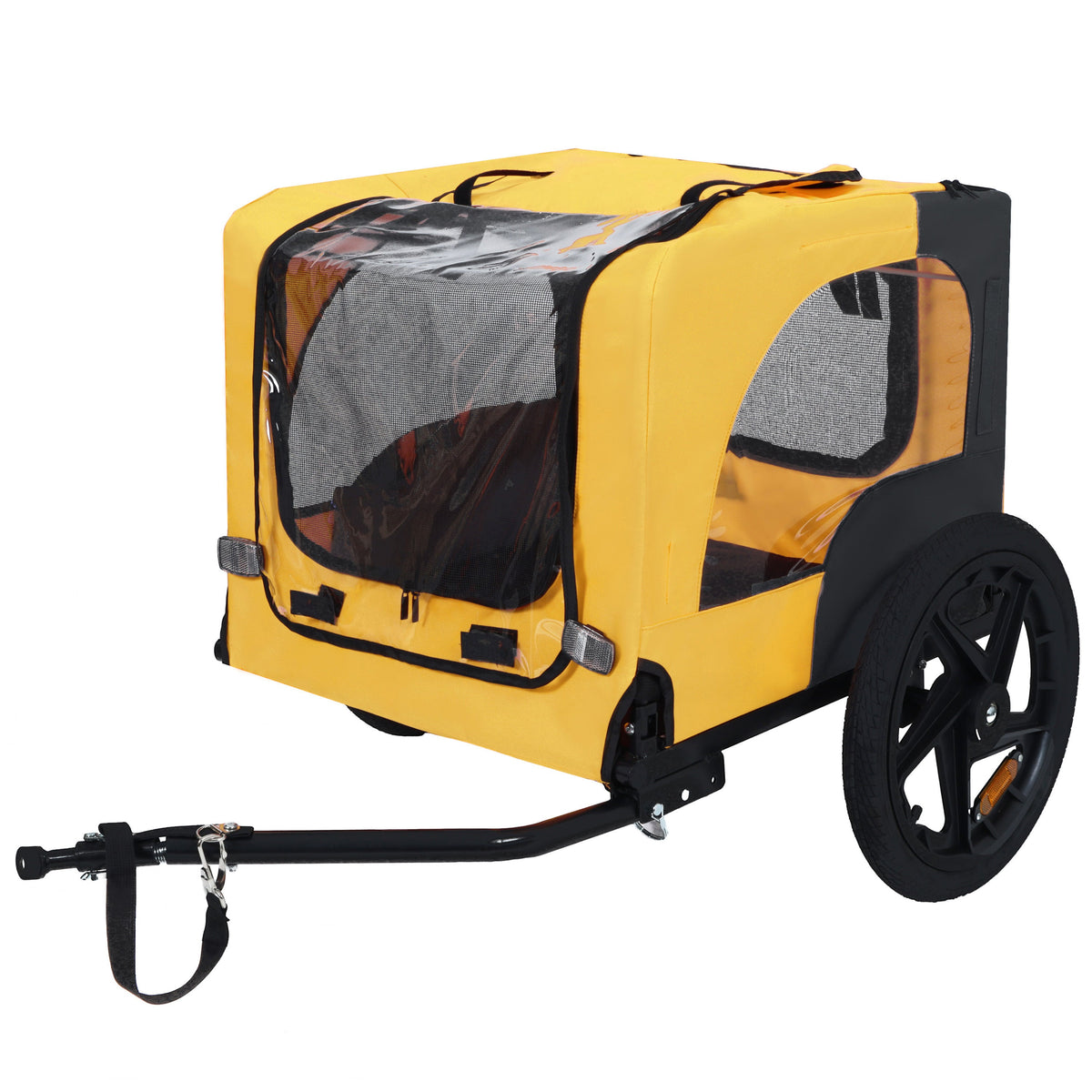Pet Bike Trailer with Steel Frame and Foldable Design - Red