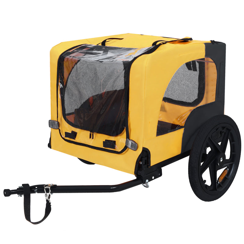 Pet Bike Trailer with Steel Frame and Foldable Design - Red