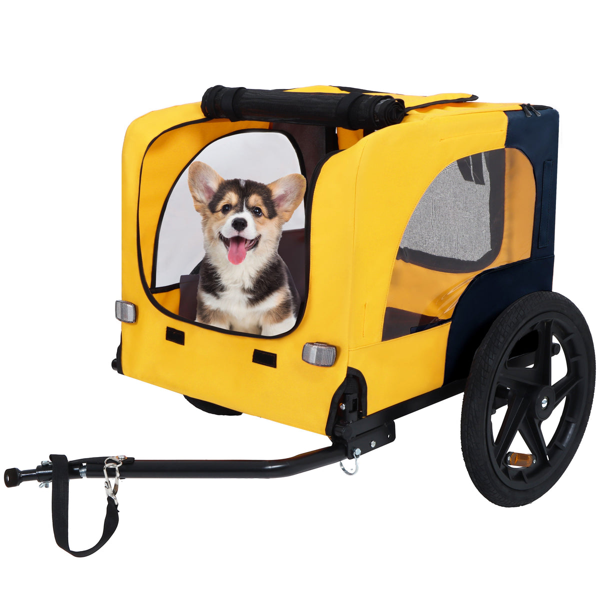 Pet Bike Trailer with Steel Frame and Foldable Design - Red, photo 3 of 20