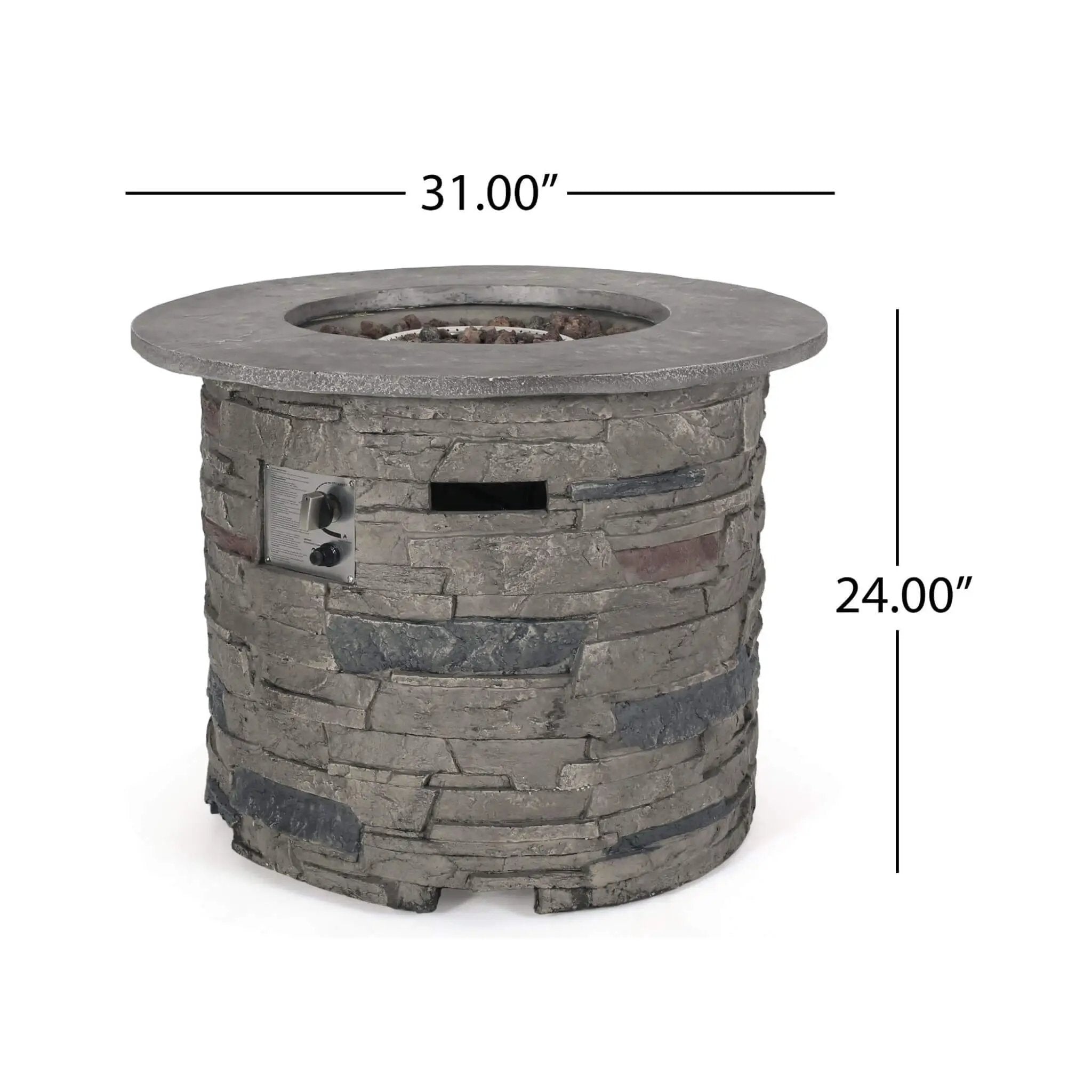 Alora 32-Inch Transitional Outdoor Concrete Round Propane Fire Pit Table, Gray (SAK48268) by SAKSBY WHOLESALE