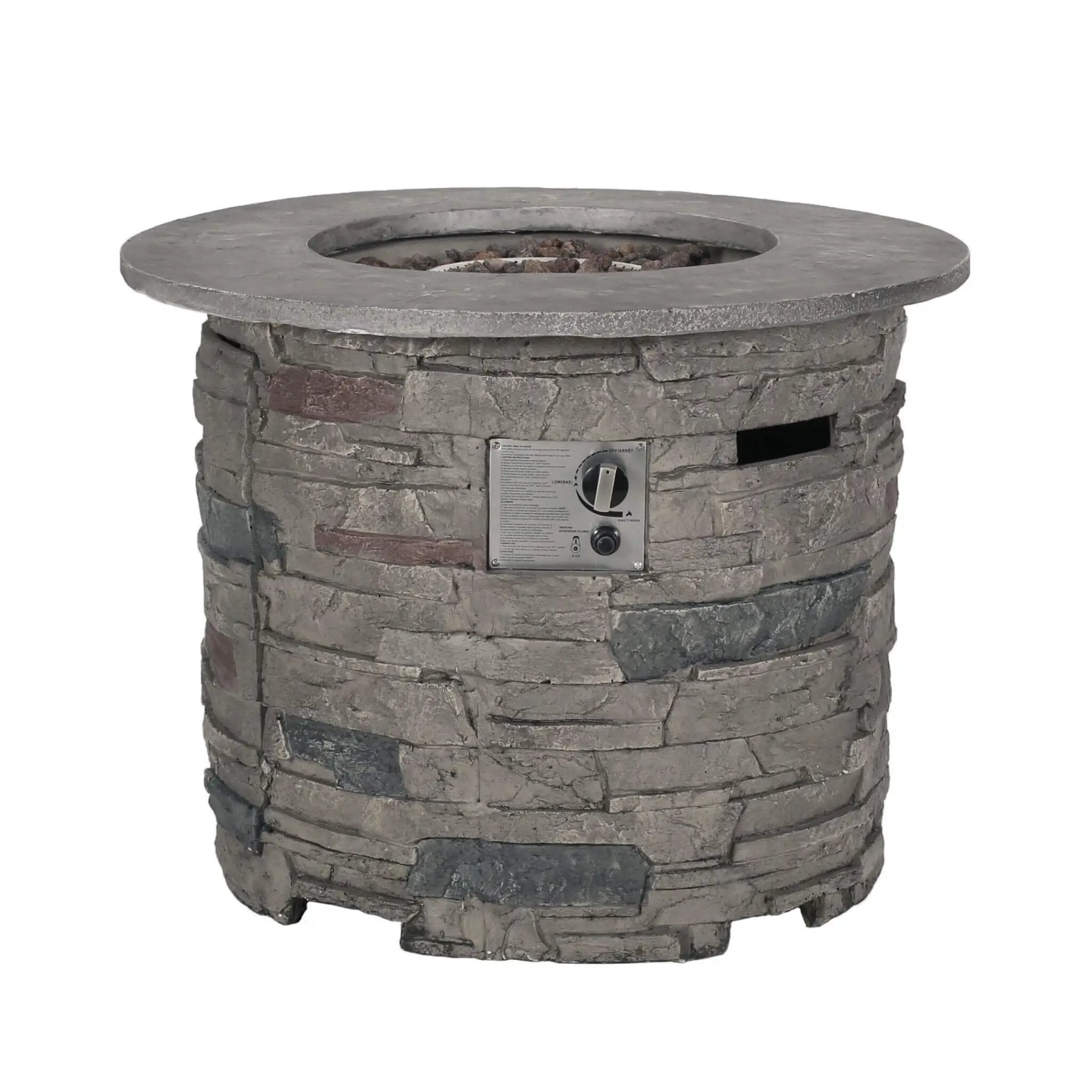 Alora 32-Inch Transitional Outdoor Concrete Round Propane Fire Pit Table, Gray (SAK48268) by SAKSBY WHOLESALE