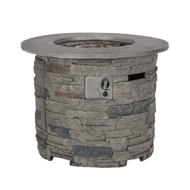 Alora 32-Inch Transitional Outdoor Concrete Round Propane Fire Pit Table, Gray (SAK48268) by SAKSBY WHOLESALE