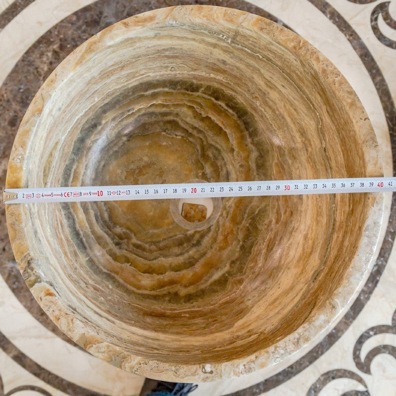 Traonyx Travertine Onyx Natural Stone Vessel Sink (D)16" (H)6" by GobekDesign