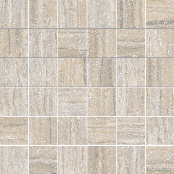 Travertini Al Contro Argento Honed 2x2 Travertine Look Porcelain Mosaics 12x12