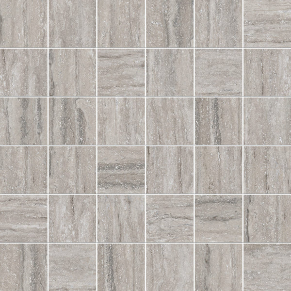 Travertini Al Contro Grigio Honed 2x2 Travertine Look Porcelain Mosaics 12x12