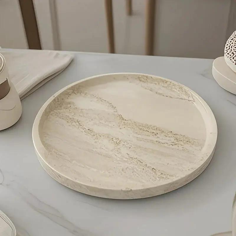 Tray - Natural Yellow Marble Round by House Of Avana