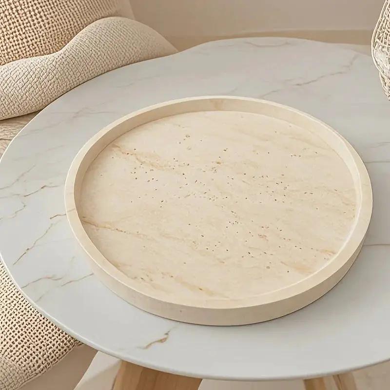 Tray - Natural Yellow Marble Round by House Of Avana