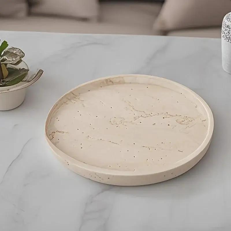 Tray - Natural Yellow Marble Round by House Of Avana