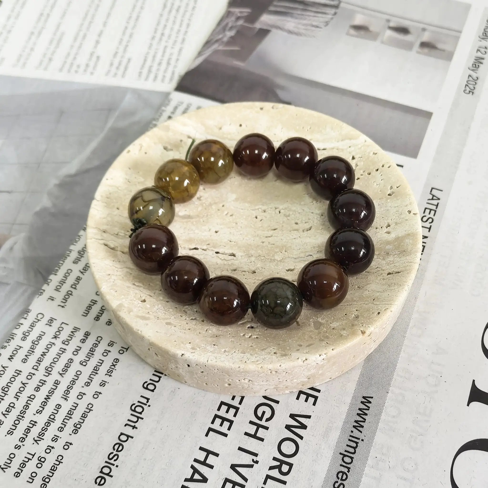Tray - Pearl Marble Round by House Of Avana