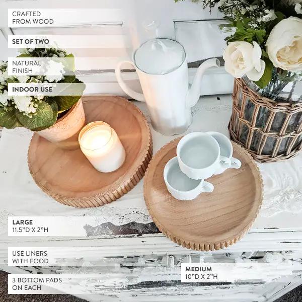 Fluted Wooden Display Trays, Set of Two by Decor Steals