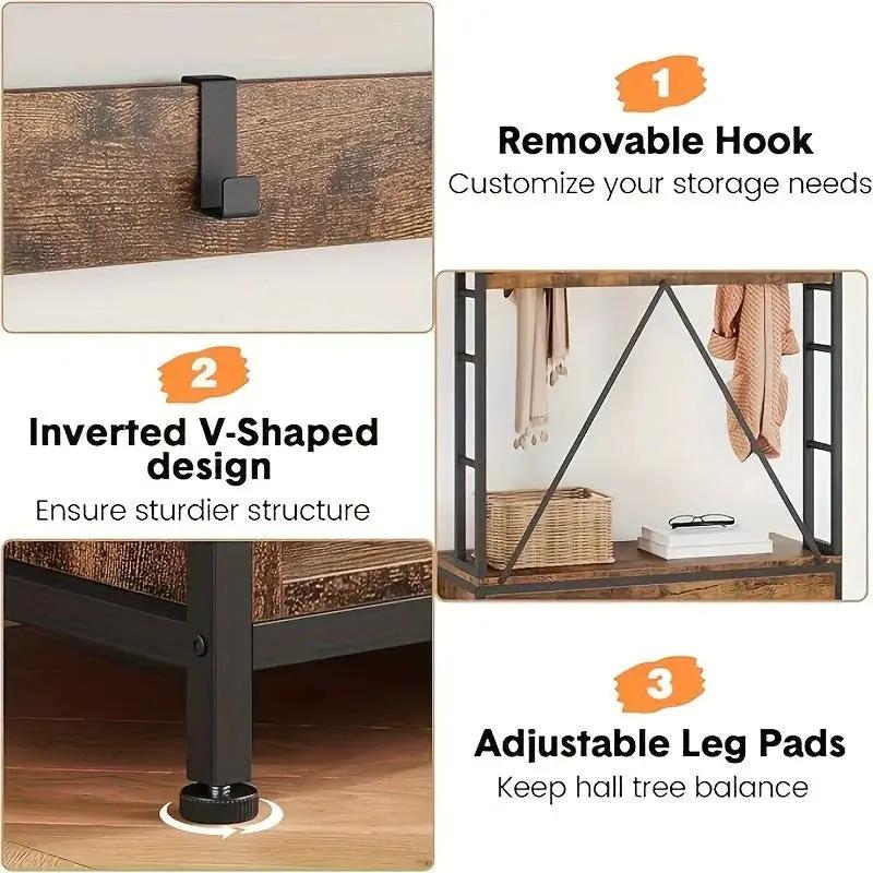 Hall Tree - Storage Wooden Bench by House Of Avana