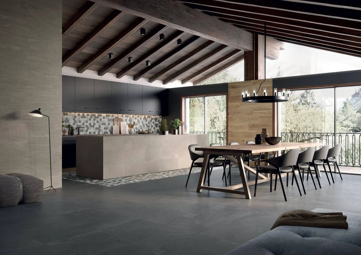 Trek Anthracite Slate Look Porcelain Tiles 12x24 by landmarkceramics