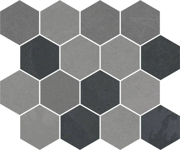 Trek Multicolor Slate Mix Mosaic D Porcelain Mosaics 12x10