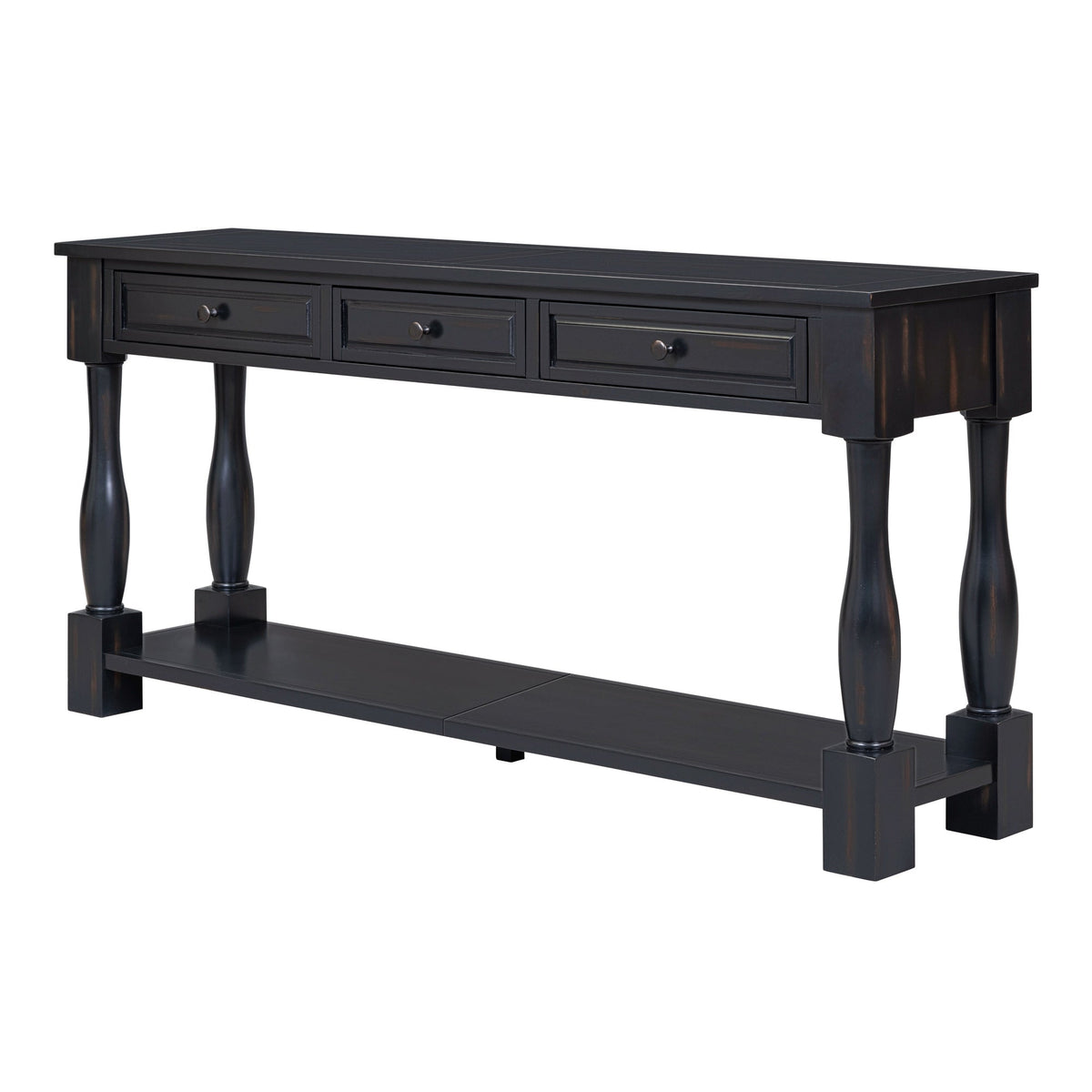 63" Console Table with Drawers and Shelf - Espresso, photo 11 of 22