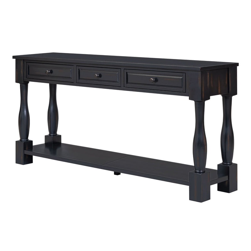 63" Console Table with Drawers and Shelf - Espresso, photo 11 of 22