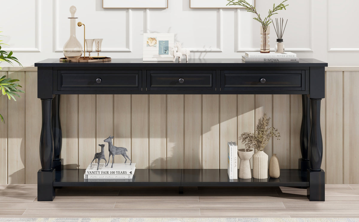 63" Console Table with Drawers and Shelf - Espresso, photo 16 of 22