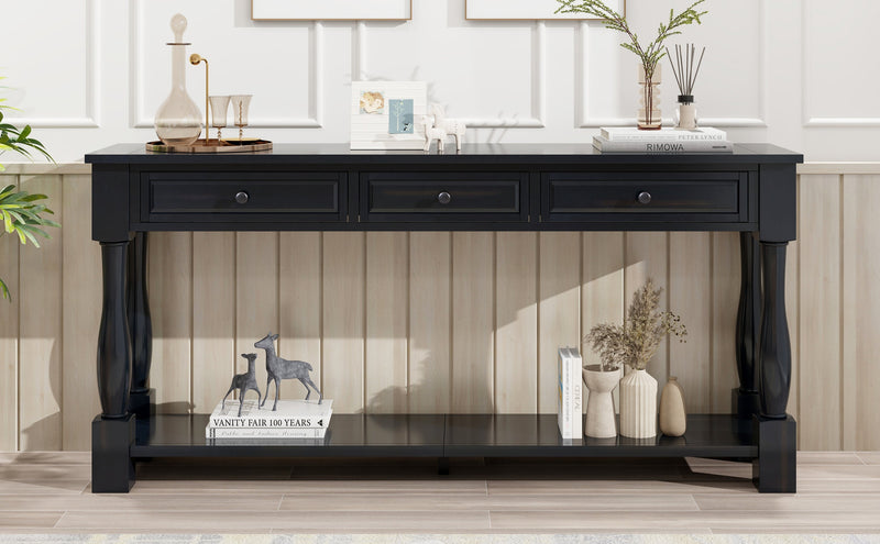 63" Console Table with Drawers and Shelf - Espresso, photo 16 of 22
