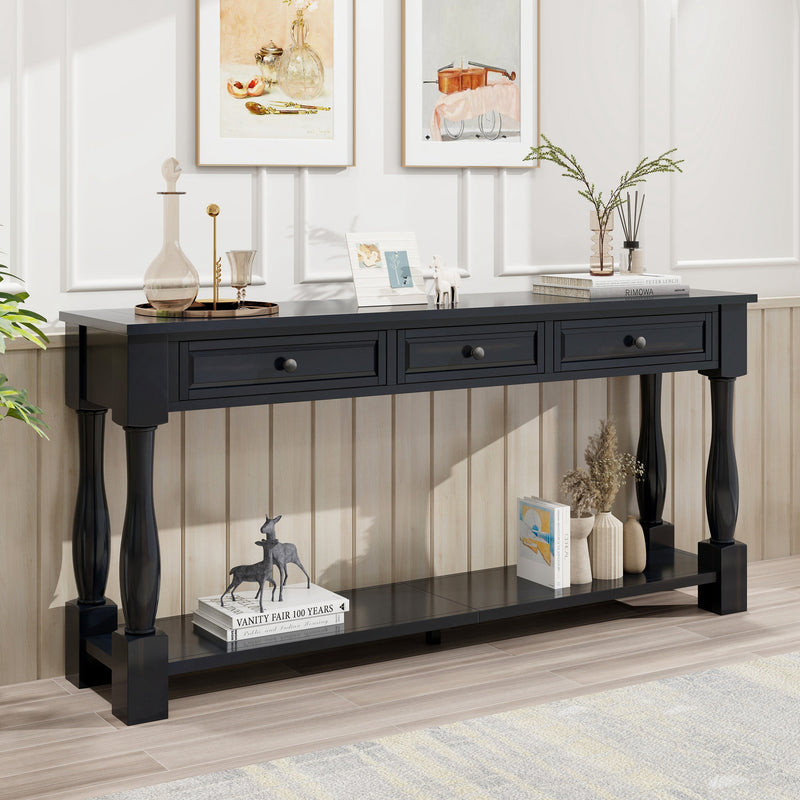 63" Console Table with Drawers and Shelf - Espresso, photo 2 of 22