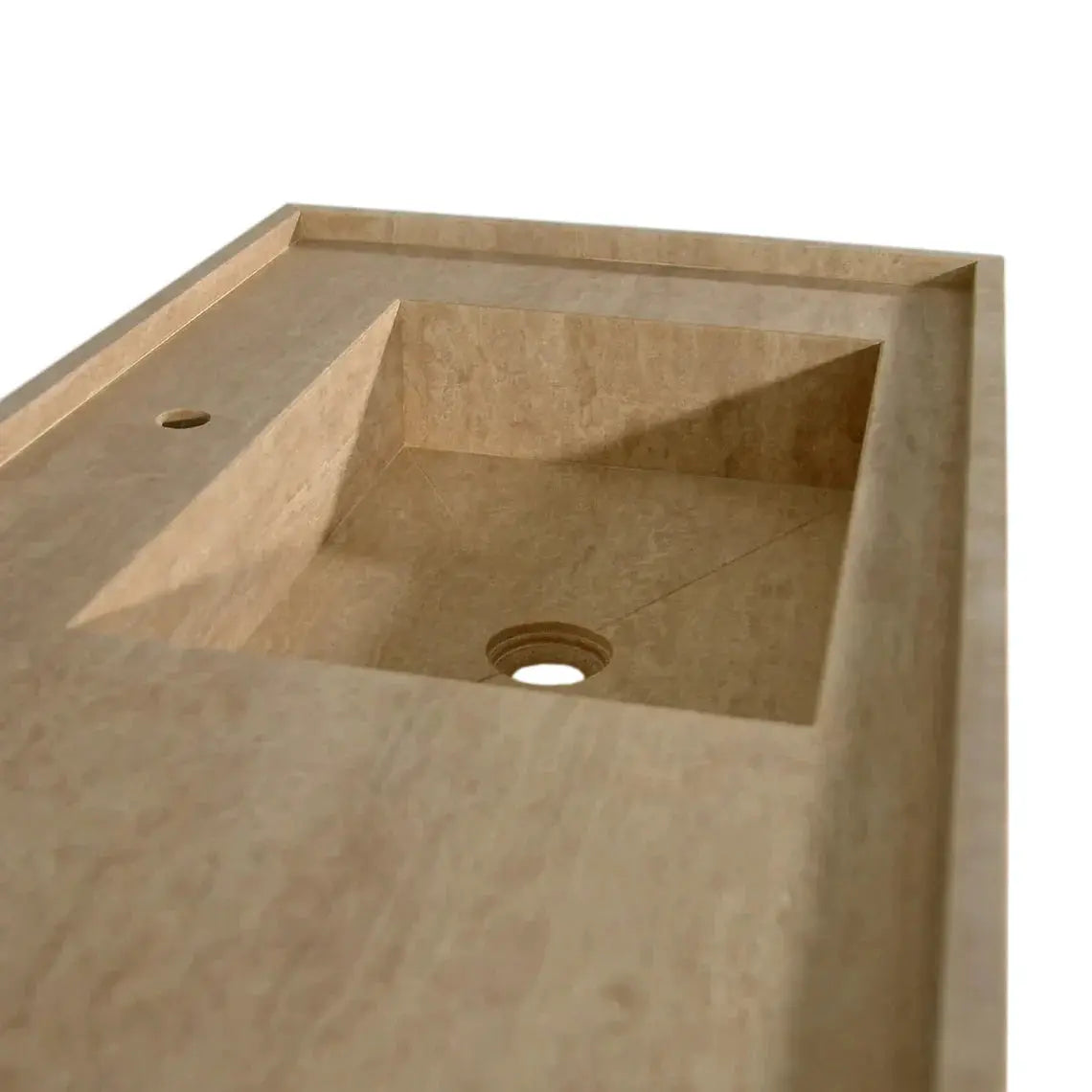 Travertine Beige Rectangular Wall Mount Bathroom Sink 54x20x6 by GobekDesign