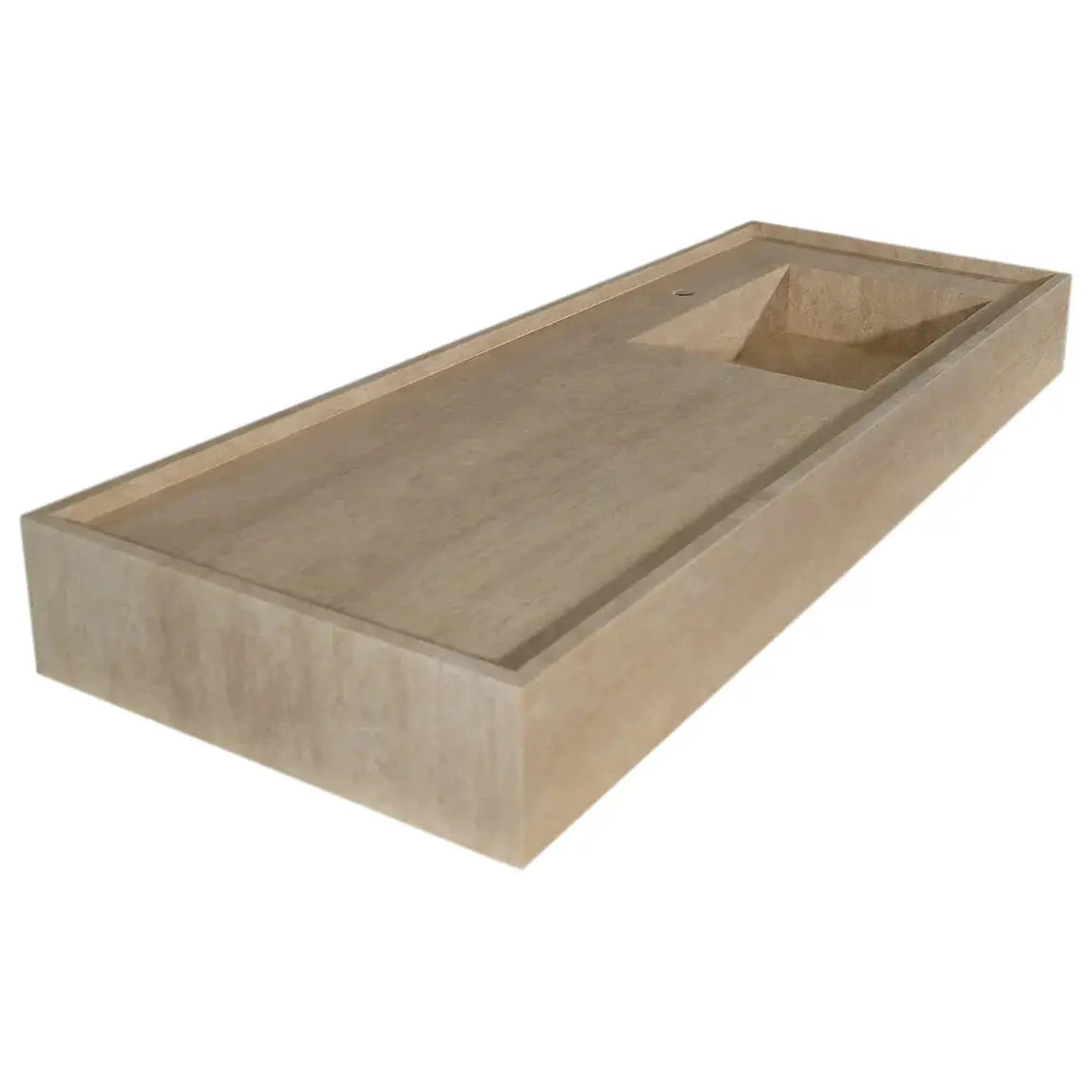 Travertine Beige Rectangular Wall Mount Bathroom Sink 54x20x6 by GobekDesign