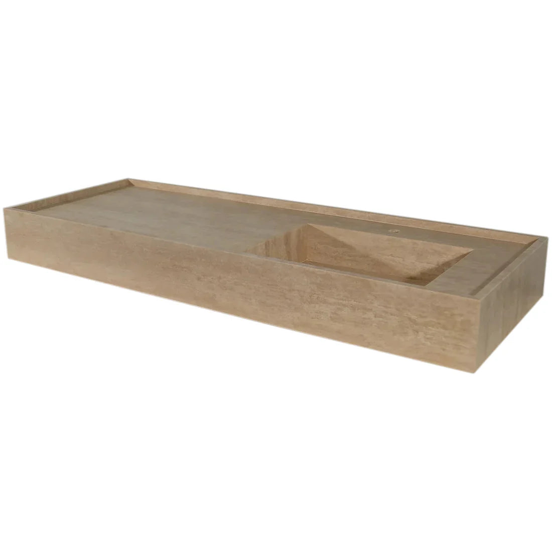 Troia Beige Travertine Rectangular Wall-mount Bathroom Sink (W)20" (L)54" (H)6" by GobekDesign