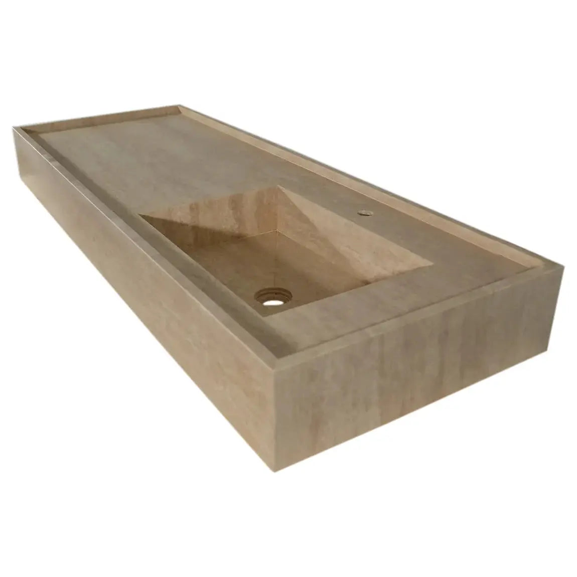 Travertine Beige Rectangular Wall Mount Bathroom Sink 54x20x6 by GobekDesign