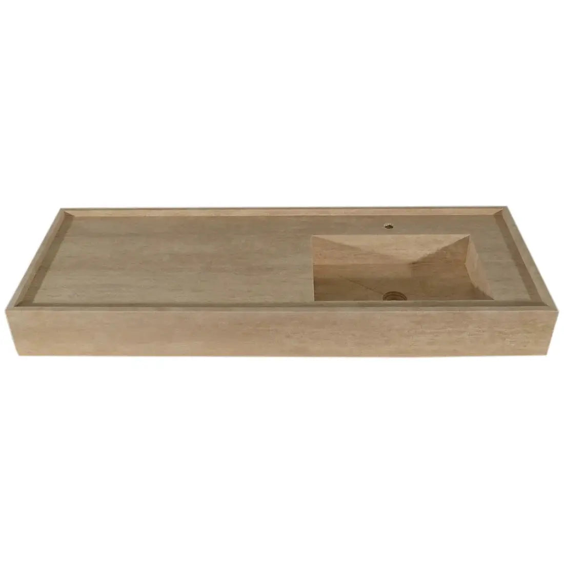 Travertine Beige Rectangular Wall Mount Bathroom Sink 54x20x6 by GobekDesign