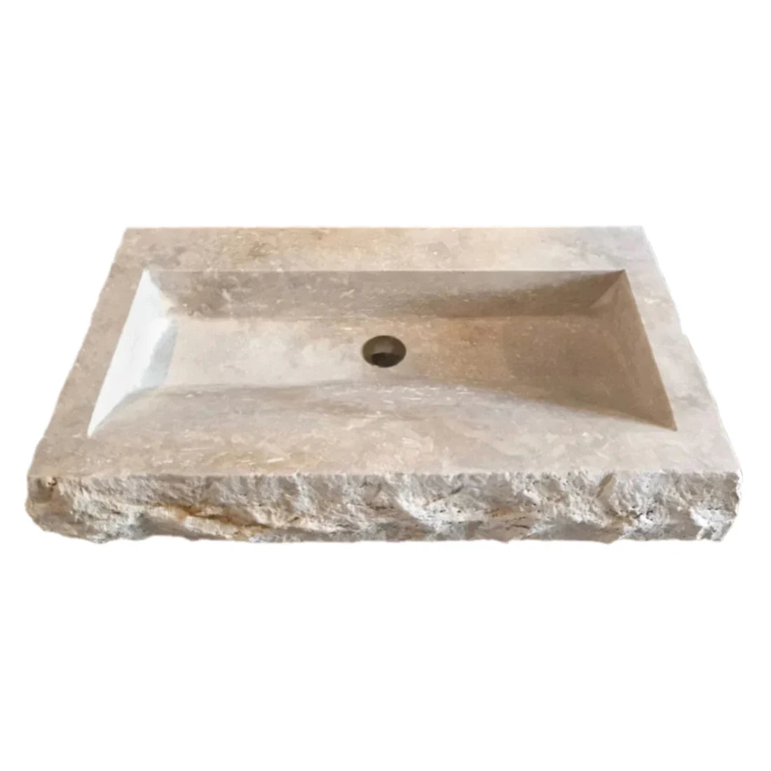 Troia Light Travertine Rustic Rectangular Wall-mount Bathroom Sink (W)16" (L)30" (H)5" by GobekDesign