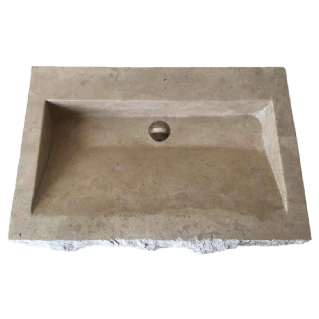 Troia Light Travertine Rustic Rectangular Wall-mount Bathroom Sink (W)16" (L)30" (H)5" by GobekDesign