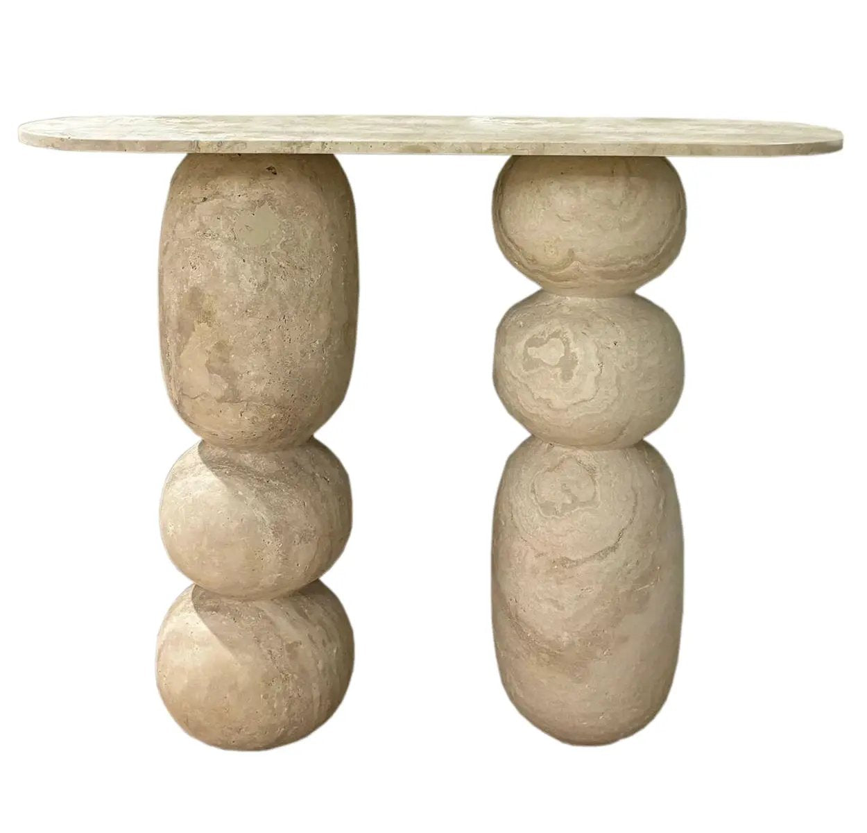 Light Travertine Designer Console Table - Filled and Honed 12x49 by GobekDesign