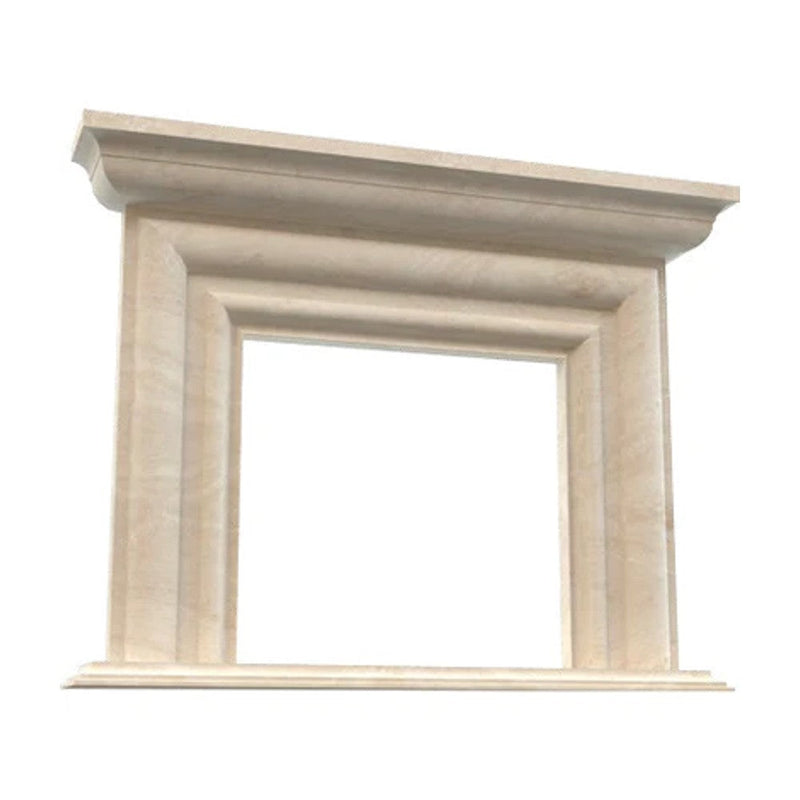 Troia Light Travertine Modern Hand-carved Fireplace Surround by GobekDesign