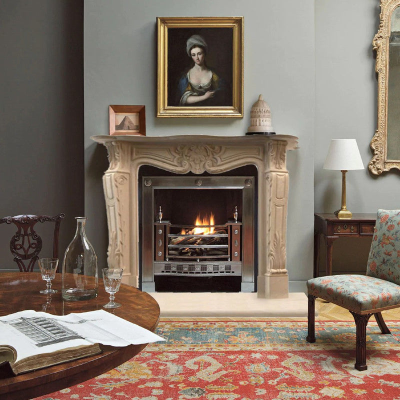Troia Light Travertine Traditional Hand-carved Fireplace Surround by GobekDesign