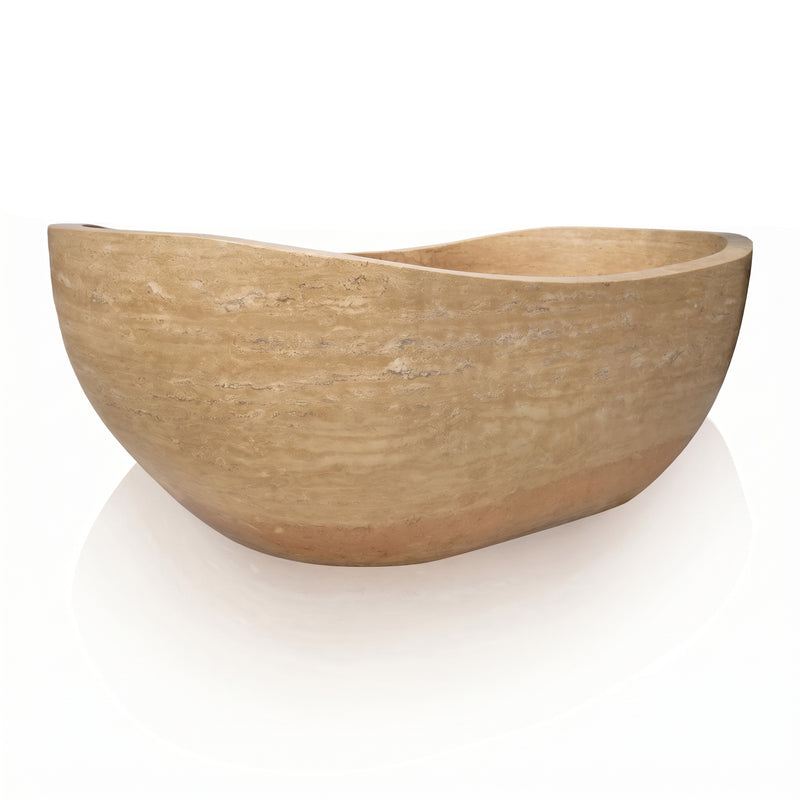 Troia Light Travertine Hand Carved Bathtub 32x70 Honed, photo 8 of 8