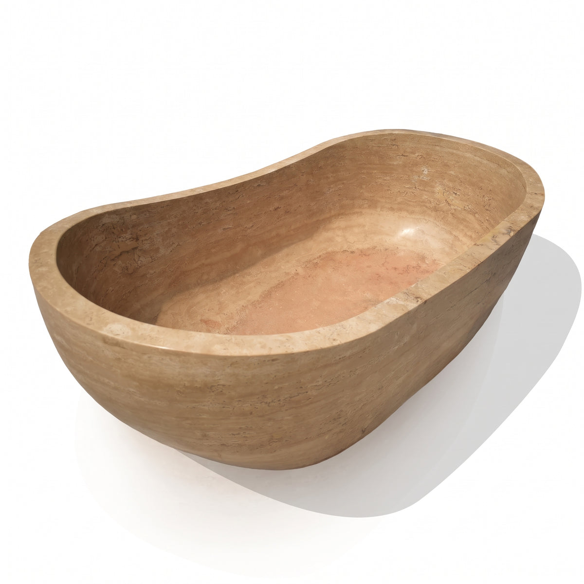 Troia Light Travertine Hand Carved Bathtub 32x70 Honed, photo 7 of 8
