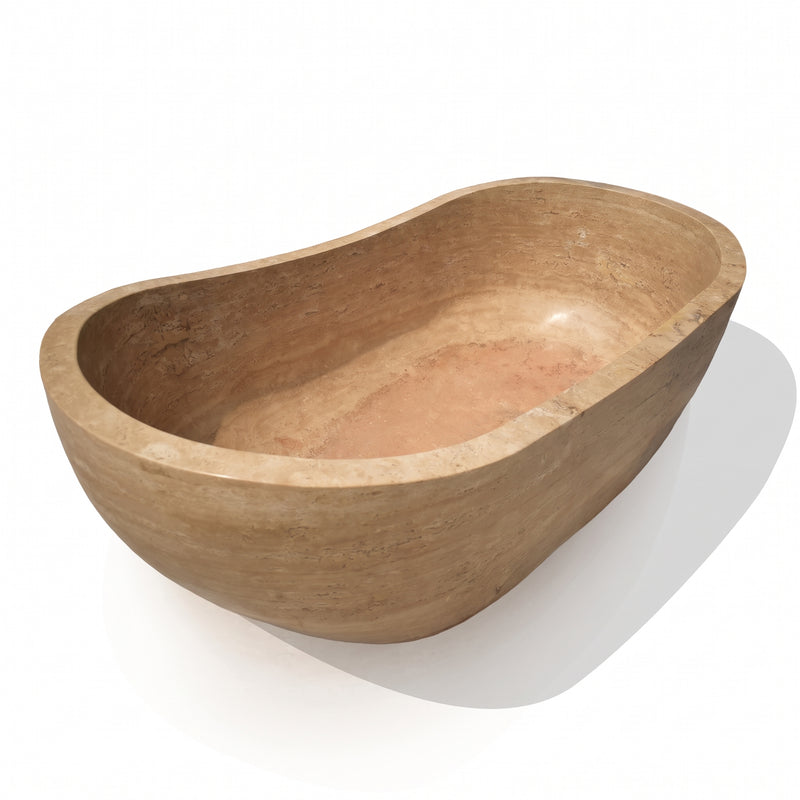 Troia Light Travertine Hand Carved Bathtub 32x70 Honed, photo 7 of 8