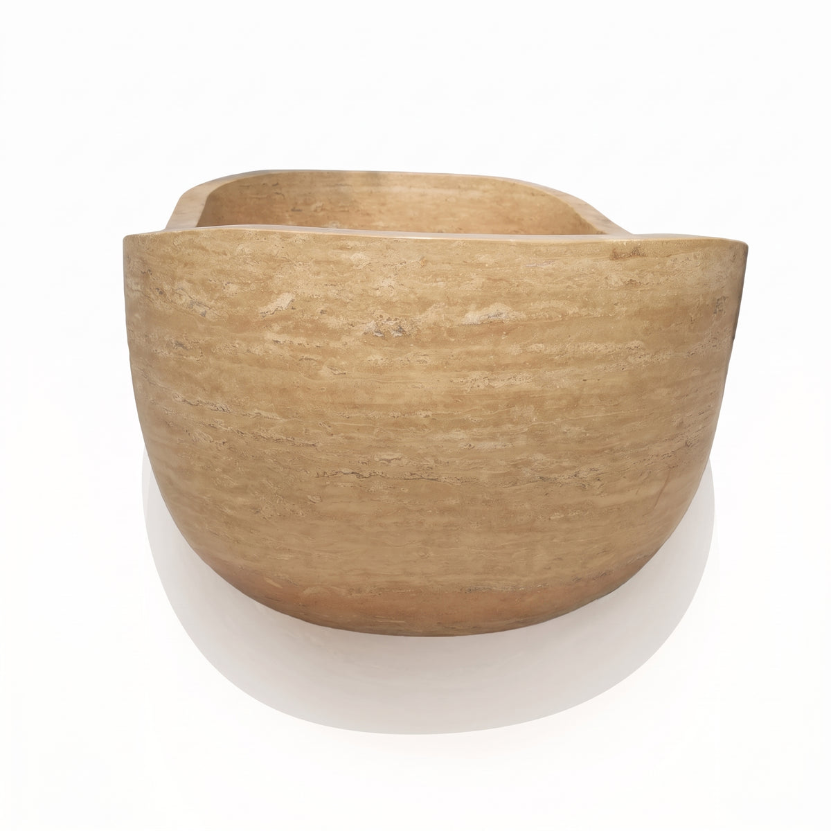 Troia Light Travertine Hand Carved Bathtub 32x70 Honed, photo 6 of 8