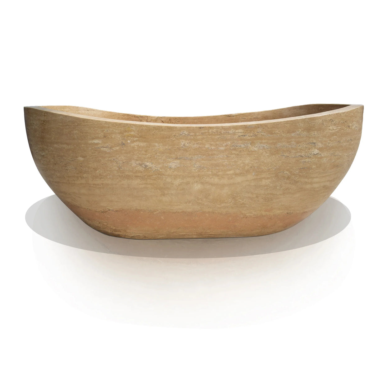 Troia Light Travertine Hand Carved Bathtub 32x70 Honed, photo 4 of 8