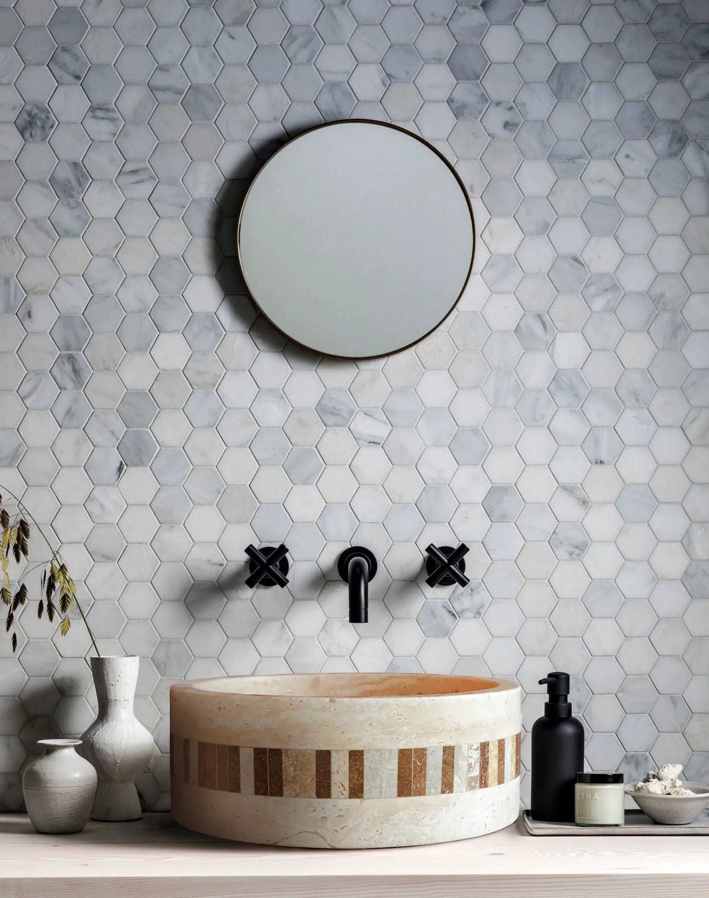 Light Travertine Natural Stone Cylinder Sink Honed Matte 16x6 by GobekDesign